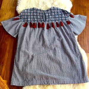 Zara 100% cotton gingham babydoll dress or blouse size S